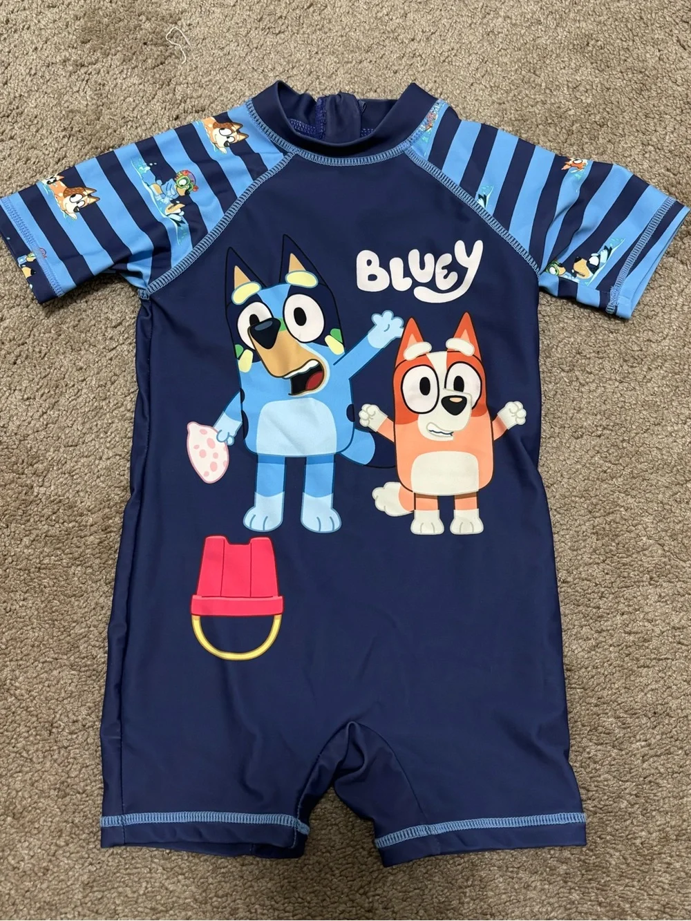 Bluey Short-Sleeve Navy One-Piece Swimsuit for Kids 2T